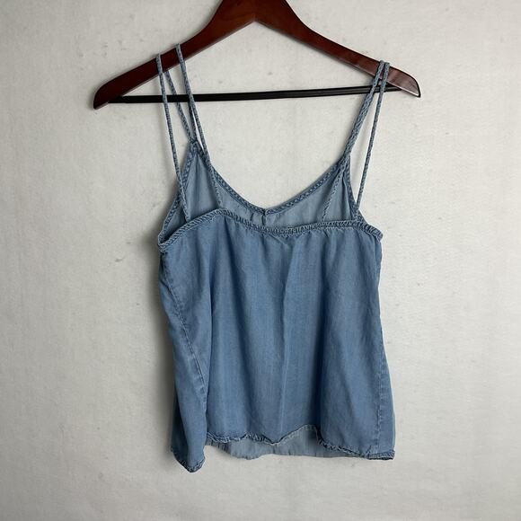 Cloth and Stone Womens Light Denim Crop Top Made in USA Small C1128 - Picture 3 of 7